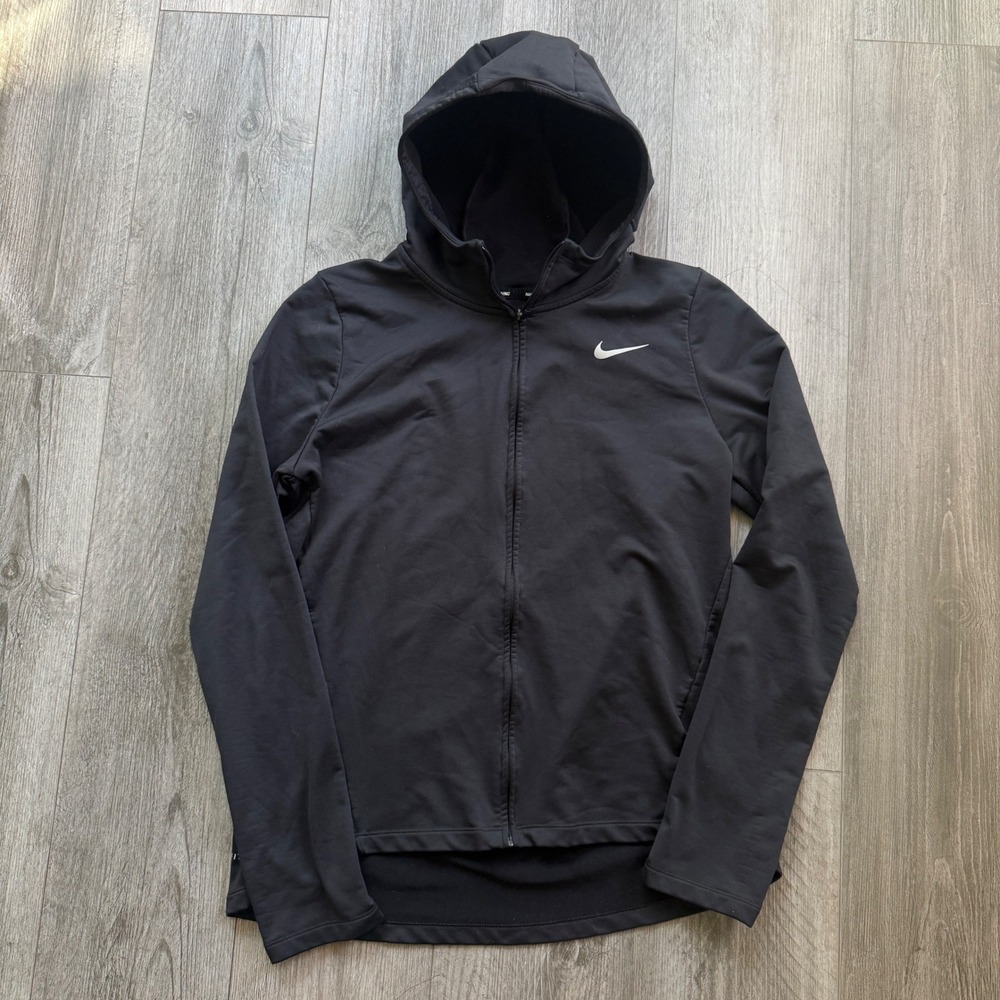 Nike Dri-Fit Running Mens M Black Full Zip Hoodie Athletic Training Jacket